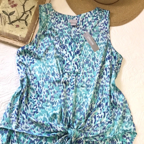 NWT Chico’s Coastal Animal Satin Tank - Picture 5 of 14